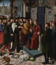 Condemnation by Cambyses of the corrupt judge. Public figures must be held to account. Displayed at the exhibition 'Art and Justice', Bruges. A painting by Gerard David.